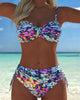 Abstract Pattern Printed Bikini with Strap Design