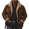 Men's Retro Solid Colour Corduroy Lambswool Lining Warm Shorts Coat