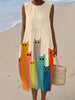 Penelope | Colourful Cat Art Print Midi Dress