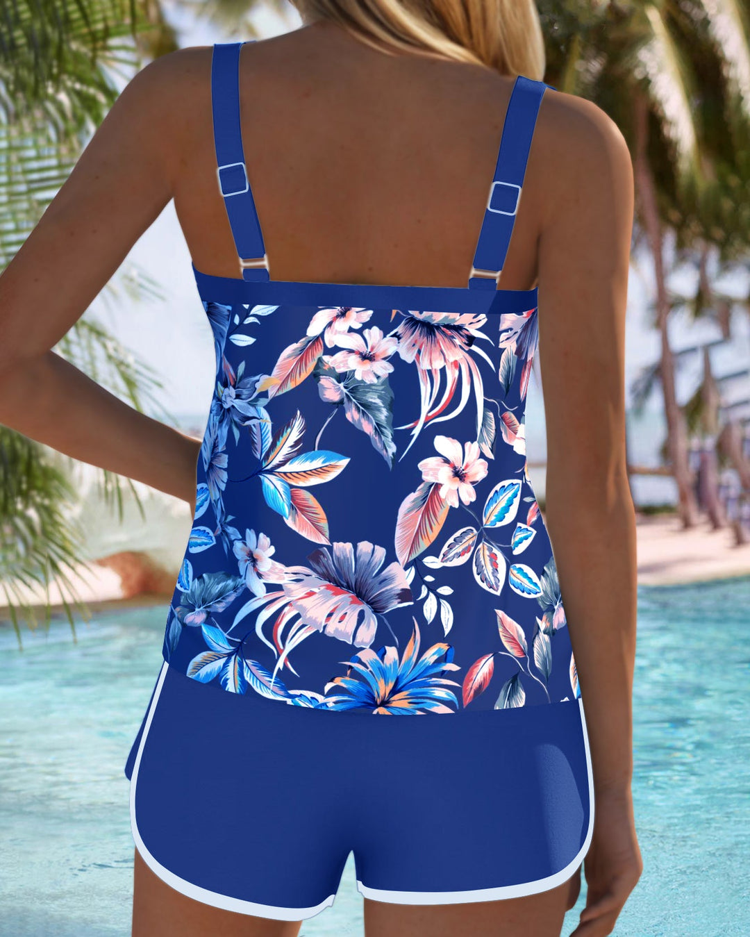 Printed U-Neck Sleeveless Tankini