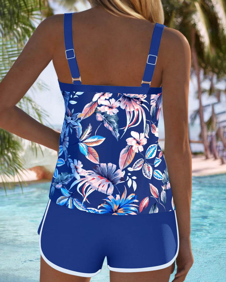 Printed U-Neck Sleeveless Tankini