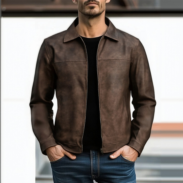Men's Zipper Leather Jacket