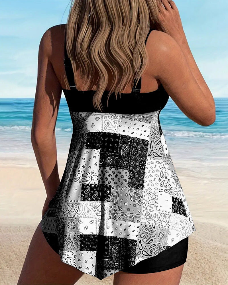 Patterned Boxer Tankini