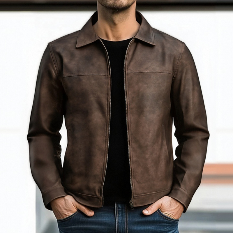 Men's Zipper Leather Jacket