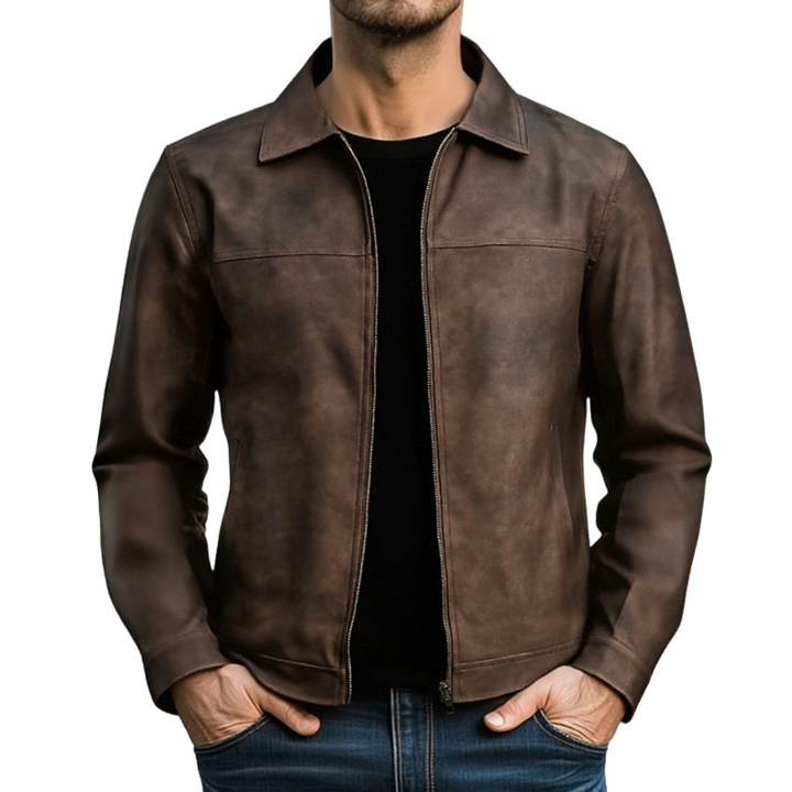 Men's Zipper Leather Jacket