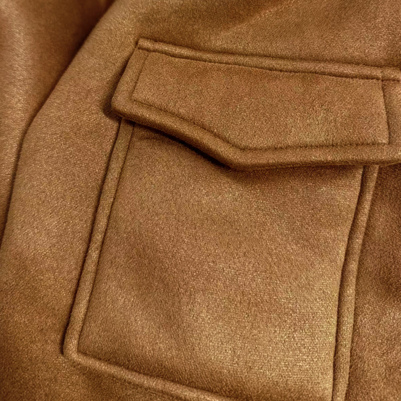 Men's Vintage Winter Lambswool Warm Lapel Multi-pocket Thick Coat