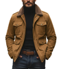 Men's Vintage Suede Fleece Collar Patchwork Multi-Pocket Zipper Coat