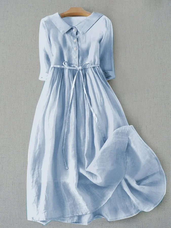 Lucia | Elegant Half Sleeve Lace-Up Waist Dress