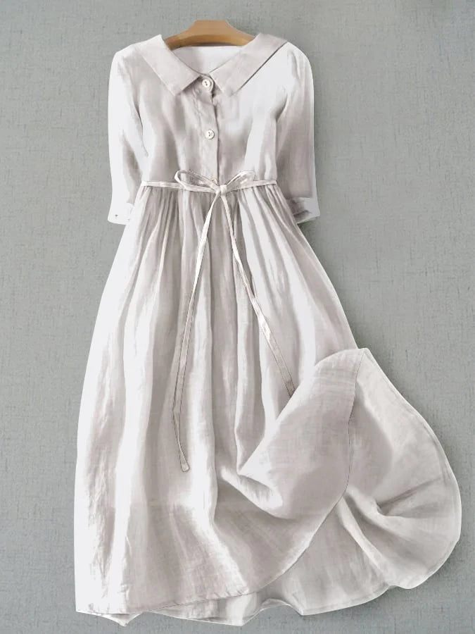 Lucia | Elegant Half Sleeve Lace-Up Waist Dress