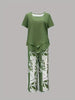 Elmyra | Elegant Leaf Print Two-Piece Set