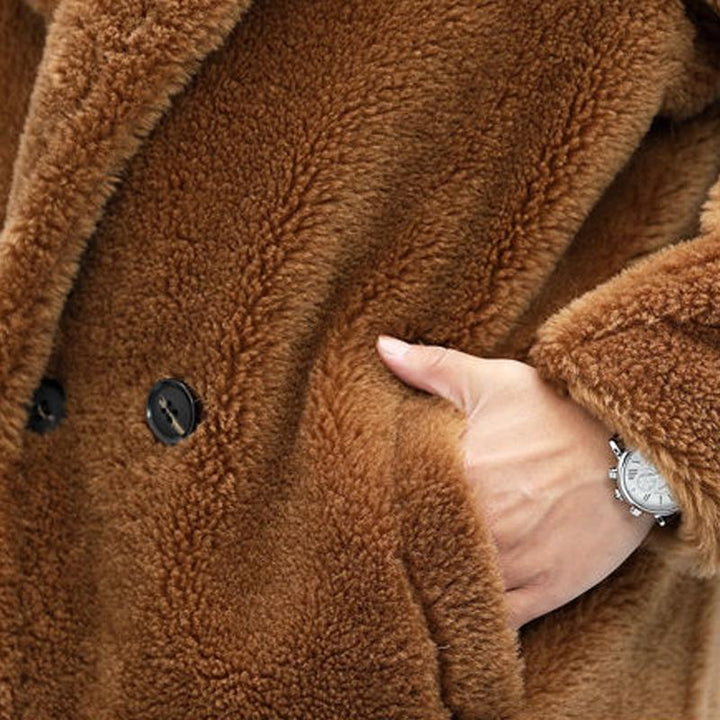 Men's Warm Solid Colour Teddy Plush Lapel Long Coat