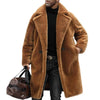 Men's Warm Solid Colour Teddy Plush Lapel Long Coat