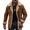 Men's Fleece Suede Lapel Single-Breasted Multi-Pocket Coat