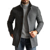 Men's Retro Herringbone Woollen Single-Breasted Mid-Length Coat